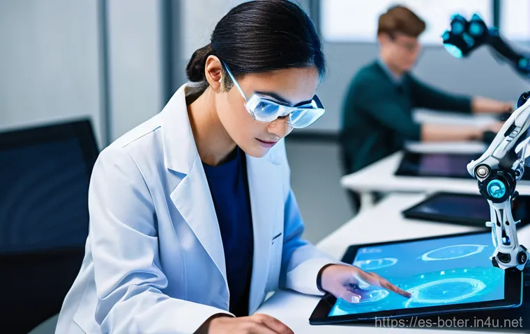 로봇기술사 업무 사례 분석 - **Prompt:** A focused, 3/4 angle shot of a brilliant female robotics engineer in a state-of-the-art,...