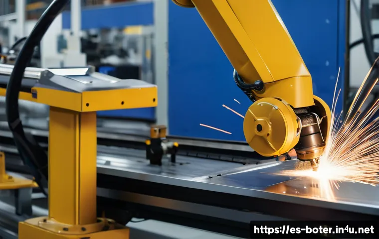 로봇기술사 시험 예상 문제 - A high-tech industrial robotic arm in a modern Mexican manufacturing plant, performing precise weldi...