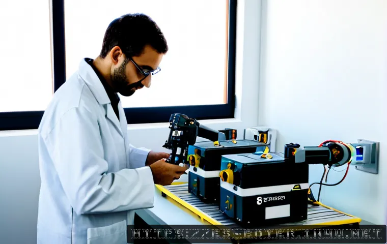 로봇기술사와 로봇 제품 인증 절차 - Photorealistic robotics certification laboratory in Spain, a qualified robotics engineer wearing saf...